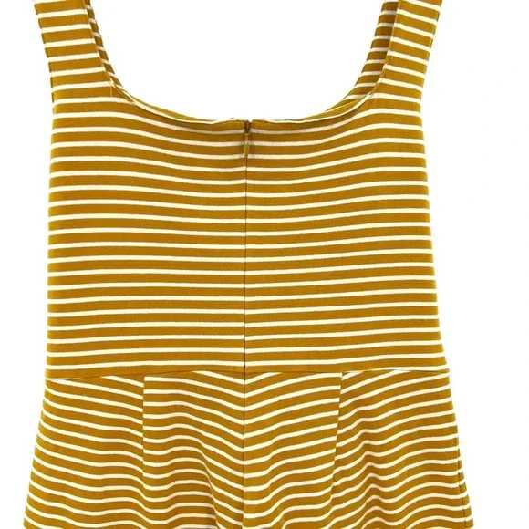 Saylor Heathe Striped Jumpsuit Yellow White Stripe Wide Leg Tie Front Size Small